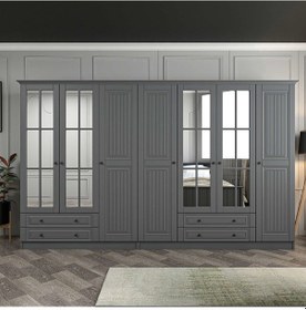 Resim Kale 7 Kapaklı 4ç Taçlı Dolap Mebran İlkbahar Antrasit 190cm Antrasit 