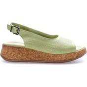 Resim Hakiki Deri Kadın Dolgu Topuk Ayakkabı 227za15319-1 Yeşil 