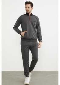 Resim Dik Yaka Yarım Fermuarlı Eşofman Takım - Antrasit 001 