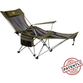 Resim FUNKY CHAIRS Lazy 3 Plus Yatabilen Kamp Sandalyesi Haki 