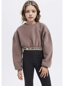 Resim DeFacto Kız Çocuk Crop Bisiklet YakaBaskılı İçi Yumuşak Tüylü Kalın Sweatshirt D6186A824WNBN570 
