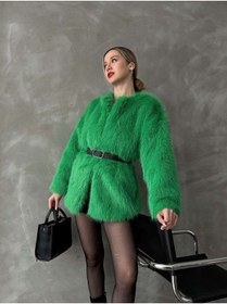 Resim Caddebostan Moda Zümrüt Peluş Kaban Modern Premium Luxury Trend Tasarım Kaban 