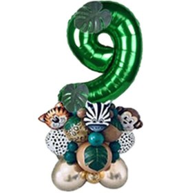 Resim Suntek Orman Hayvanı Sayı Balonları Orman Temalı Kaplan Zebra 