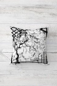 Resim Pelangi Mermer Desenli Çift Tarafı Baskılı Gizli Fermuarlı Dekoratif Yastık Kılıfı Kırlent Kılıfı, gri-siyah 43 x 43 