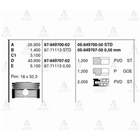 Resim GOETZE ISS 6-849707-50 Segman Accent Blue / I20 / I30 / Rio 4-5 İleri 09- 1 4 Benzin 77 50×1 2×1 2×2 - 81 Kw - 109Ps - G4Fa - 0 50 