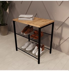 Resim Dar Metal Ayakkabılık Vestiyer 3 Katlı Ayakkabılık 1304 Atlantik - Çam 