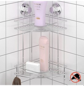 Resim Teknotel DM253 Vakumlu İki Katlı Banyo Duş Rafı Krom 