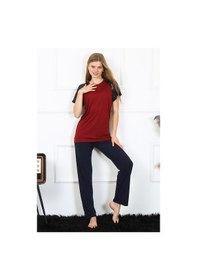 Resim Akbeniz Kadın Kolu Dantelli Penye Pijama Takım 4149 - M Bordo 