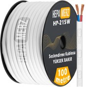 Resim Hepa-Merz Hepa Merz Hp-215wh Tam Bakır 2x1.5 Mm Hoparlör Ses Kablosu 100 Mt (BEYAZ) 