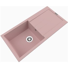 Resim Polex Cristalüx Granit Evye P-X1 Pembe Tezgah Altı Ve Tezgah Üstü Mutfak Evyesi 98x49.5 CM 