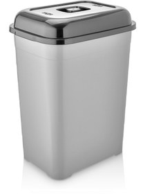 Resim DEEMBRO 52 Lt Büyük Boy Slim Çöp Kovası Kapaklı Gri Mutfak Banyo Ofis Atık Kutusu Cafe Otel 33*43*58 Cm 