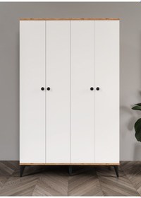 Resim Neva 4 Kapaklı Tamamı Mdf Gardrop Atlas Çam Beyaz Safir Meşe Beyaz 