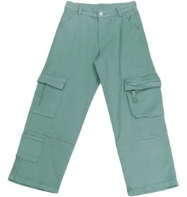 Resim Kız Çocuk /erkek Çocuk Çift Kargo Cepli Bol Paça Model Yeşil Renk Pantolon Yeşil 