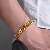 Resim Erkekler için şık Altınene Paslanmaz Çelik Bilezik, Urban Hip Hop Lüks Zincir, Manyetik Olmayan, Sokak Partileri ve Hediyeler için Dayanıklı Moda Aksesuarı 