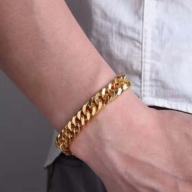 Resim Erkekler için şık Altınene Paslanmaz Çelik Bilezik, Urban Hip Hop Lüks Zincir, Manyetik Olmayan, Sokak Partileri ve Hediyeler için Dayanıklı Moda Aksesuarı 