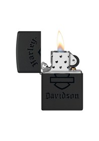 Resim Zippo Harley Davidson Black Logo Dizayn Çakmak Siyah 