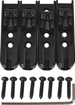 Hombey 4 Adet Siyah Zink Alaşımlı Elektro Bas Gitar Köprüleri - Tel Tutan, Ayarlı, Split Tip Desenli