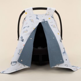 Resim Puset Örtüsü - Çift Taraflı - Koyu Mavi Petek - Mavi Canlılar 