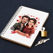 Resim Çiftlere Özel Büyük Aşkımız Karikatürlü Kilitli Defter 