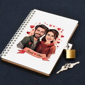 Resim Çiftlere Özel Büyük Aşkımız Karikatürlü Kilitli Defter 