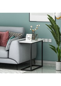 Resim Narin Yan Sehpa, Metal Ayaklı Yan Sehpa, Ev-ofis - Beyaz/siyah Beyaz/siyah 