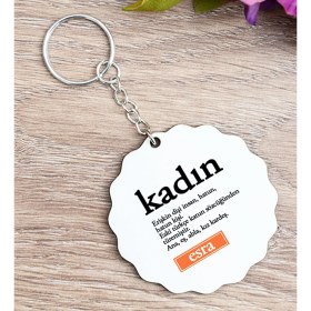 Resim Hediye Dükkanı Kişiye Özel Kadın Kelime Anlamı Ahşap Anahtarlık 