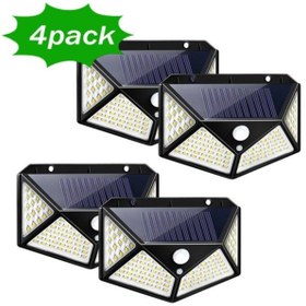 Resim sgeteknoloji 4 Lü Paket Siyah Solar Güneş Enerjili Hareket Sensörlü 4 Taraflı Bahçe Garaj Ev Aydınl 