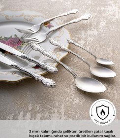 Resim Royal 84 Parça 12 Kişilik Çatal Kaşık Bıçak Takımı Lüks Kutulu 