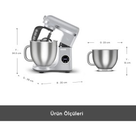 Resim Karaca Mastermaid Chef Ultra D2000W Dijital Ekranlı Hamur Yoğurma Makinesi Silver 7 L 