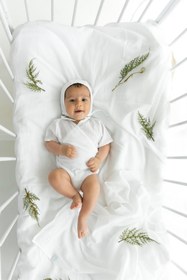 Resim BeyzBaby Şile Bezi Bebek Beyaz Bonnet Düz Müslin Şapka 