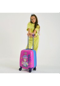 Resim Coral High Kids Mor Pembe Mavi K-Pop Desenli Çocuk Valizi 16727 
