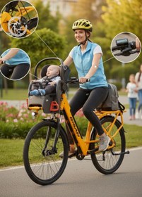 Resim Bisan Felicity Elektrikli Bisiklet 50 Cm Disk Fren 27,5 Jant Shimano Tourney 7 Vites 55 Km Menzil Cat Sarı 