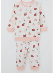 Resim Breeze Kız Bebek Pijama Takımı Omuzdan Patlı Sevimli Minik Elma Desenli 4 Ay-1 Yaş, Ekru Ekru 