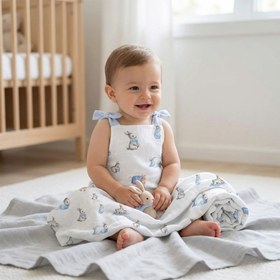 Resim 2’li Müslin Bebek Örtüsü - Bebe Lapin ve Cotton Grey - 100x100 cm 