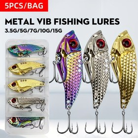 Resim 5 adet/kutu Karışık Renkler Metal VIB Yem Balıkçılık Kaşığı Crankbait Swimbaits Sert Bıçak Yemleri Bas Walleye Trout Balıkçılık Yemleri 