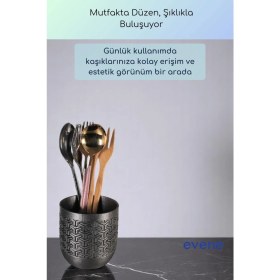 Resim Evene Tezgah Üstü Kaşıklık Dekoratif Dik Kaşıklık Silindir Kaşıklık Beyaz Renk Model 77 