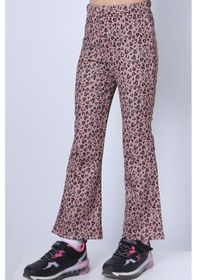 Resim Hçm Kız Çocuk Tayt Leopar Ve Kalp Desenli İspanyol Paça C53 Pembe 