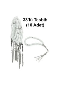 Resim 10 Adet 33lü Hac Umre Hediyelik Tesbih - Beyaz 