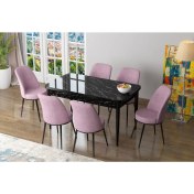 Resim Canisa Concept Zen Siyah Mermer Yemek Masası Takım Mutfak Masası Takımı 6 Sandalye 