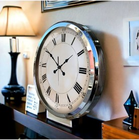 Resim Krom Metal Çerçeveli Salon Ofis Otel Duvar Saati 52 cm K18 Krom 