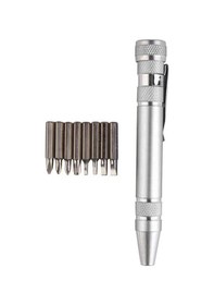 Resim Yaleker Alüminyum Çift Taraflı Tornavida Seti - 8 Farklı Uçlu Manyetik İşaret Kalemi Tipi Ev Ve İş Mekanları İçin 