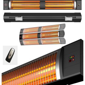 Resim Mirkraft Square 2800 Watt Elektrikli Isıtıcı, IP45, LED Gösterge, Uzaktan Kumandalı Duvar Isıtıcısı 