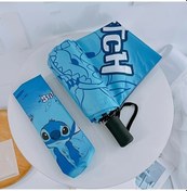 Resim Honeybeeshop Disney Stitch Moda Katlanır Şemsiye Yağmur Ve Güneş Koruması Mavi Dikişli 