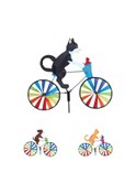 Resim Yardr İçin Yel Değirmeni, Kedi Bisiklet Rüzgar Spinner, Çim Süslemeler Rüzgar Spinner, Yükseltme Kara Kedi 