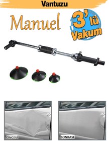 Resim Badem10 Manuel Pompalı Boyasız Kaporta Araç Göçük Düzeltme Aparatı Vantuz 3 Çeşit Vakum 75-100-125 Mm 