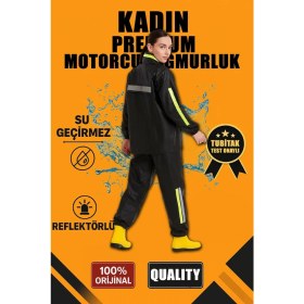 Resim Marsilyan Premium Motorcu Kurye Yağmurluk Takım Su Geçirmez Pvc Kumaş Reflektörlü Tübitak Onaylı - Siyah 