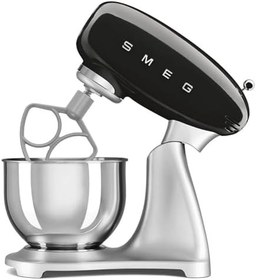 Resim Smeg, SMF04BLEU mutfak robotu, 10 hız kademesi, Smooth Start sistemi ve dengede çalışma fonksiyonu, 4,8 litrelik karıştırma kabı, motor emniyeti, 2 çırpma teli ve yoğurma kancası dahil, 800 W, siyah 