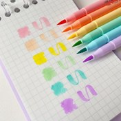 Resim 6 adet Yumuşak Fırça Floresan Kalem Seti Pastel Marker Boyama Vurgulayıcı Çağrı Yazısı Kalemi Ofis Sanat Öğrenci Malzemeleri için 