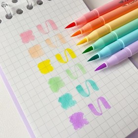 Resim 6 adet Yumuşak Fırça Floresan Kalem Seti Pastel Marker Boyama Vurgulayıcı Çağrı Yazısı Kalemi Ofis Sanat Öğrenci Malzemeleri için 