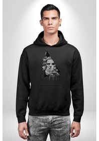 Resim Poseidon Felsefe Kadın Erkek Siyah Kapüşonlu Sweatshirt Hoodie Siyah 
